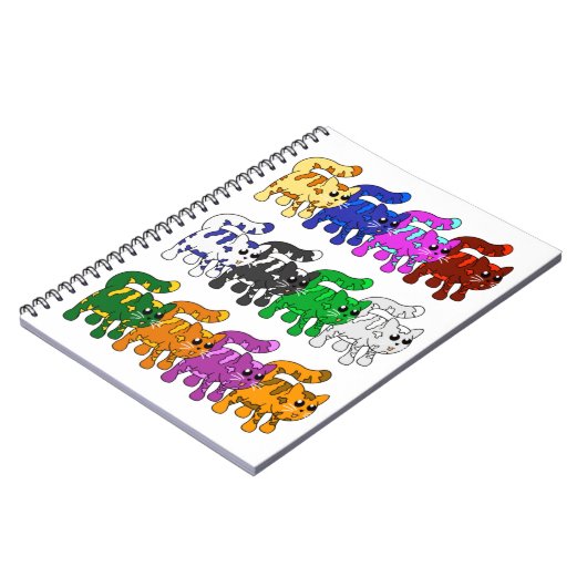 Cute Xmas Kitten Cat Pattern Rows Notitieboek (Linkerzijde)