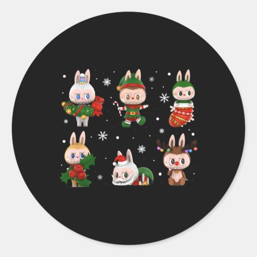 Cute Xmas Labubu Lover Labubu The Monsters Christm Ronde Sticker (Voorkant)