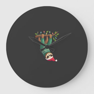 Cute Xmas Luiaard Kerstman Hoed Kerst Sloth - Boom Grote Klok