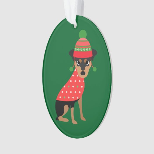Cute Xmas Min Pin Dog Ornament (voorkant)