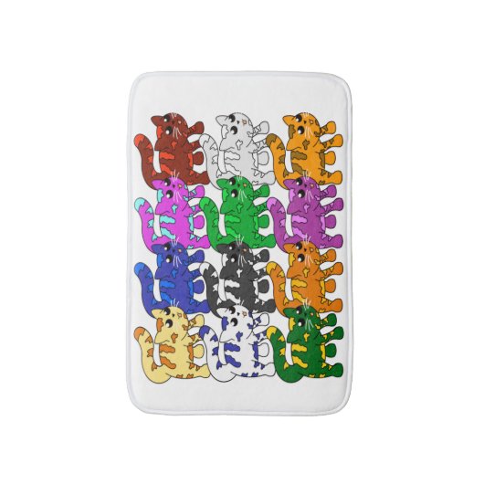 Cute Xmas Pattern Kitten Crowd Badmat (Voorkant Verticaal)