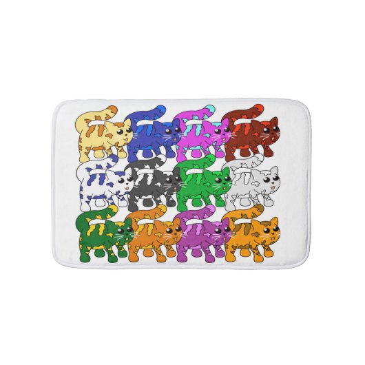 Cute Xmas Pattern Kitten Crowd Badmat (Voorkant)