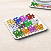 Cute Xmas Pattern Kitten Crowd Bier Onderzetter (Linkerzijde)