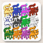 Cute Xmas Pattern Kitten Crowd Bier Onderzetter (Voorkant)