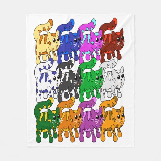 Cute Xmas Pattern Kitten Crowd Fleece Blanket (Voorkant)