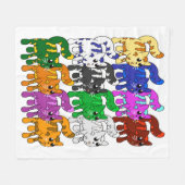 Cute Xmas Pattern Kitten Crowd Fleece Blanket (Voorkant (Horizontaal))