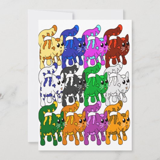 Cute Xmas Pattern Kitten Crowd Kaart (Voorkant)