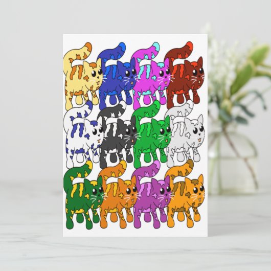 Cute Xmas Pattern Kitten Crowd Kaart (Staand voorkant)