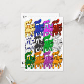 Cute Xmas Pattern Kitten Crowd Kaart (Voorkant / Achterkant in situ)