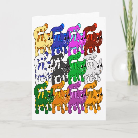 Cute Xmas Pattern Kitten Crowd Kaart (Voorkant)