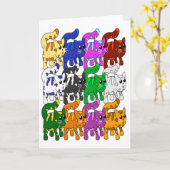 Cute Xmas Pattern Kitten Crowd Kaart (Gele Bloem)