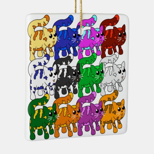 Cute Xmas Pattern Kitten Crowd Keramisch Ornament (Rechts)