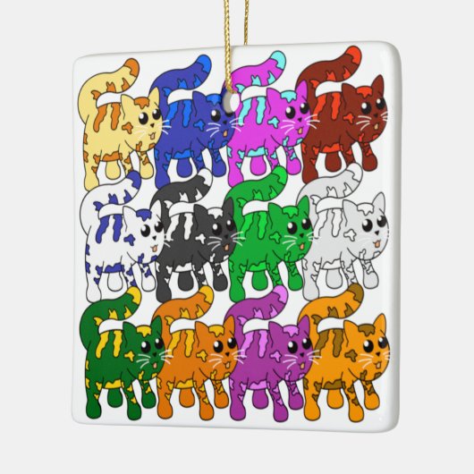 Cute Xmas Pattern Kitten Crowd Keramisch Ornament (Links)