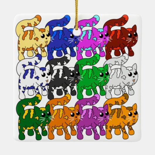 Cute Xmas Pattern Kitten Crowd Keramisch Ornament (Achterkant)