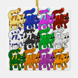 Cute Xmas Pattern Kitten Crowd Keramisch Ornament