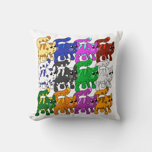 Cute Xmas Pattern Kitten Crowd Kussen (Voorkant)