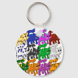 Cute Xmas Pattern Kitten Crowd Sleutelhanger