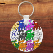 Cute Xmas Pattern Kitten Crowd Sleutelhanger (Voorkant)