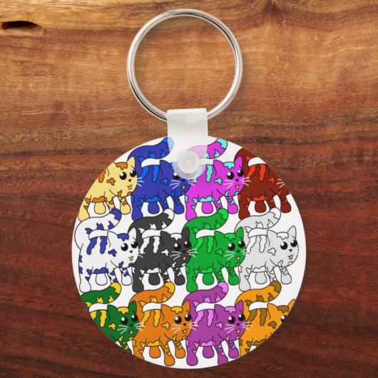 Cute Xmas Pattern Kitten Crowd Sleutelhanger (Voorkant)