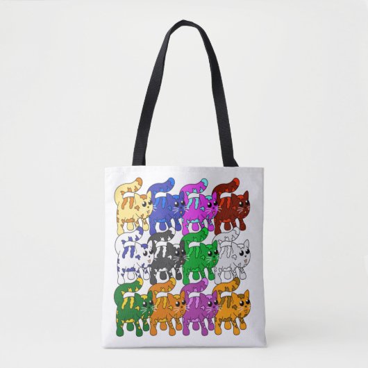 Cute Xmas Pattern Kitten Crowd Tote Bag (Voorkant)