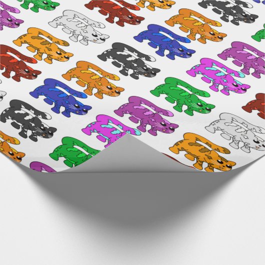 Cute Xmas Pattern Kitten Group Cadeaupapier (Hoek)