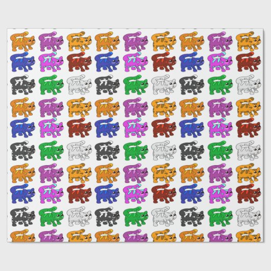 Cute Xmas Pattern Kitten Group Cadeaupapier (Vlak)