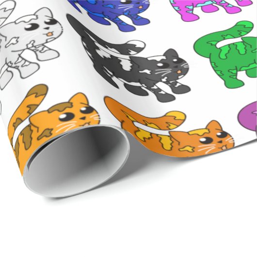 Cute Xmas Pattern Kitten Group Cadeaupapier (Rol Hoek)