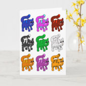 Cute Xmas Pattern Kitten Group Kaart (Gele Bloem)