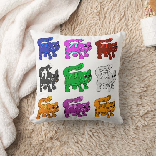 Cute Xmas Pattern Kitten Group Kussen (Deken)