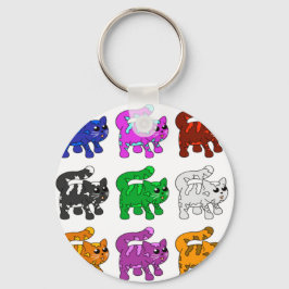 Cute Xmas Pattern Kitten Group Sleutelhanger