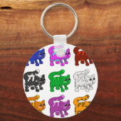 Cute Xmas Pattern Kitten Group Sleutelhanger (Voorkant)