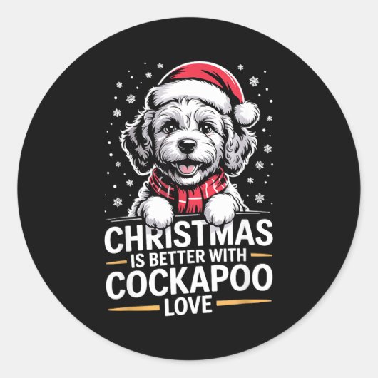 Cute Xmas Puppy Dog Christmas Is Better With Ao Lo Ronde Sticker (Voorkant)