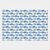 Cute Xmas RV Camper Treilers Holiday Blue Inpakpapier Vel (Voorkant 3)