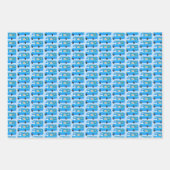 Cute Xmas RV Campers Motorhouses Holiday Blue Inpakpapier Vel (Voorkant)