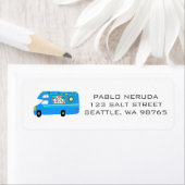 Cute Xmas RV Motorhome Blue CUSTOE Mailing Label (Insitu)