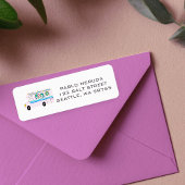 Cute Xmas RV Motorhome Pink CUSTOE Mailing Label