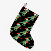 Cute Xmas T-Rex Dino Santa Kerstmis stoppen Kleine Kerstsok (Voorkant (Hangend))