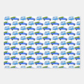 Cute Xmas Trailers RVs Trucks Blue Christmas Inpakpapier Vel (Voorkant)
