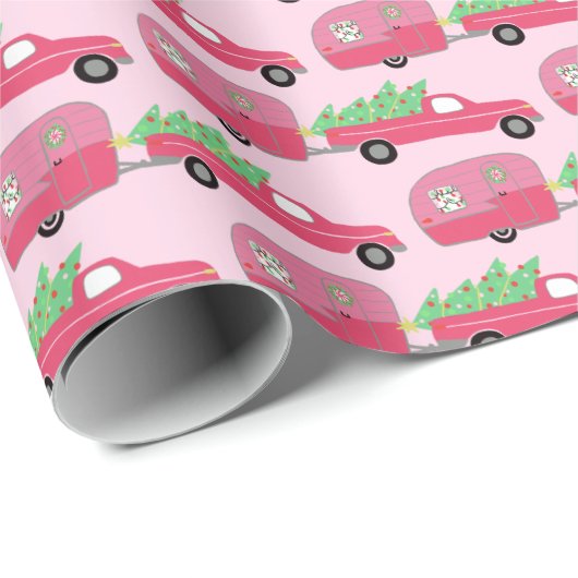 Cute Xmas Trailers RVs Trucks Christmas Holiday Cadeaupapier (Rol Hoek)