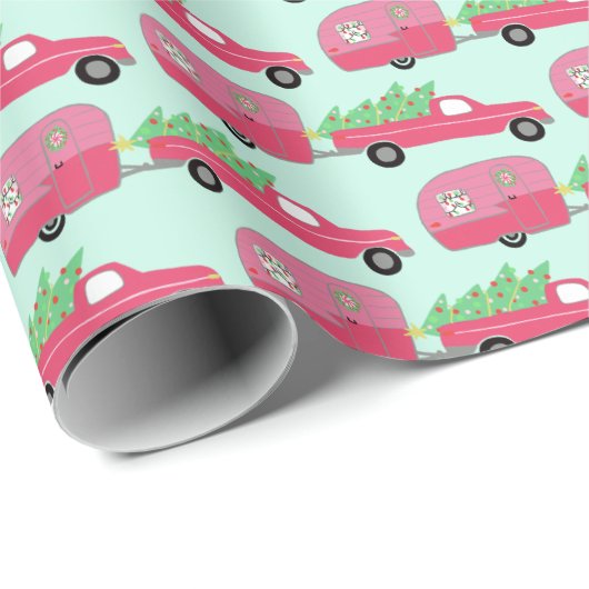 Cute Xmas Trailers RVs Trucks Christmas Holiday Cadeaupapier (Rol Hoek)