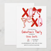 cute xo Galentine’s Day invitation, girly invite Kaart (Voorkant / Achterkant)