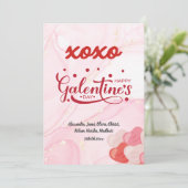 Cute XOXO Roze kiezelsteen Glitter Galentine Dag Kaart (Staand voorkant)