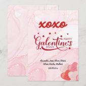 Cute XOXO Roze kiezelsteen Glitter Galentine Dag Kaart (Voorkant / Achterkant)