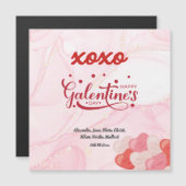 Cute XOXO Roze kiezelsteen Glitter Galentine Dag Magnetische Uitnodiging (Voorkant / Achterkant)