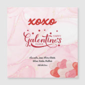 Cute XOXO Roze kiezelsteen Glitter Galentine Dag Magnetische Uitnodiging (Voorkant)