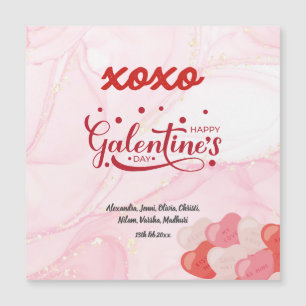 Cute XOXO Roze kiezelsteen Glitter Galentine Dag Magnetische Uitnodiging