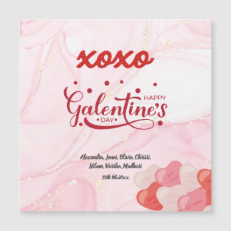 Cute XOXO Roze kiezelsteen Glitter Galentine Dag Magnetische Uitnodiging