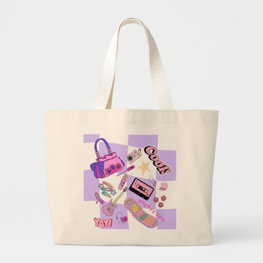 Cute Y2K esthetische roze & paarse collage tas (Voorkant)