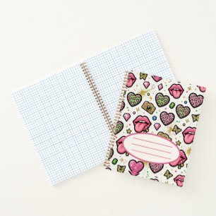 Cute Y2K-notitieboek voor meisjes met roze harten  Notitieboek