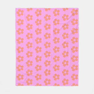 Cute Y2k Preppy Hot Pink Floral Pattern Dorm Decor Fleece Deken